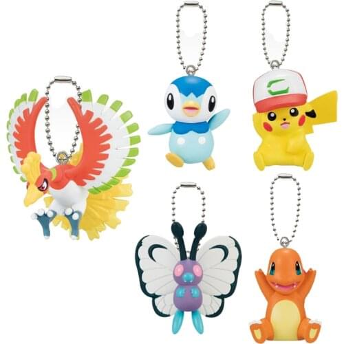 Bandai Genuine Gashapon Pokemon Pikachu Ho-Oh Charmander Butterfree Piplup Anime Action Figure Model Keychain Pendant Toys