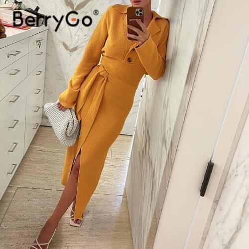 Модные трикотажные платья BerryGo China At AliExpress