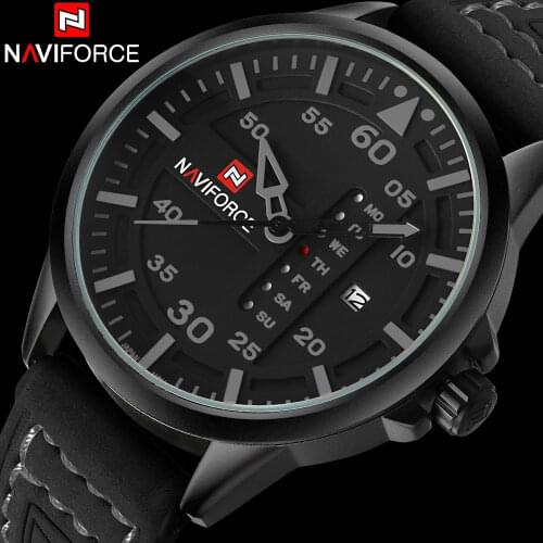 NAVIFORCE Brand Fashion Casual Quartz Watch Men Waterproof Sport Watches Leather Band Week Date Creative Calendar Wristwatches
