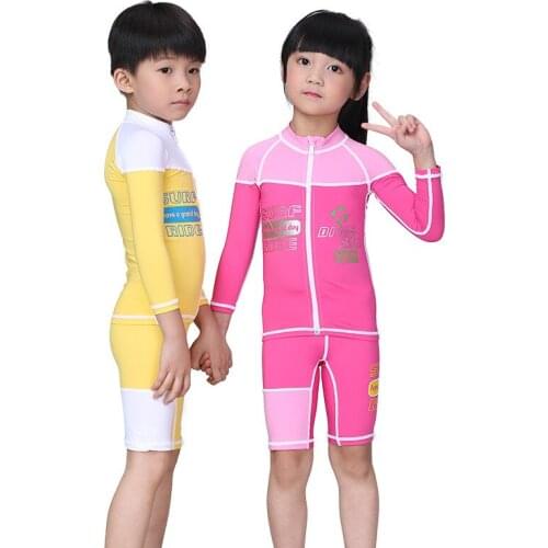 UPF50+ Children Swimwear Two Piece Minions Bathing Suit Boys Girls Swimming Kids Sport Beachwear Diving Swimsuit