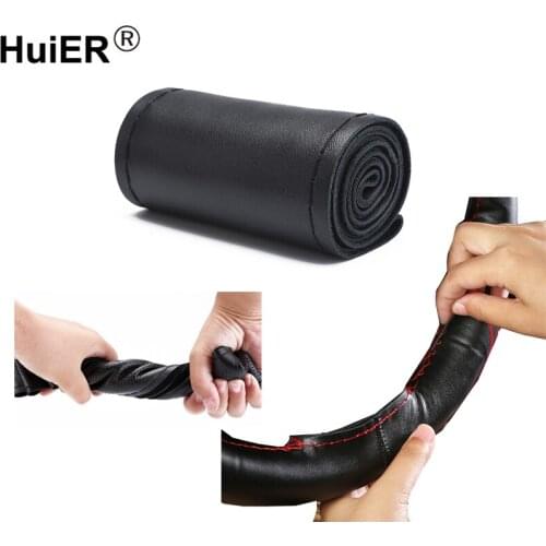 DIY Car Steering Wheel Cover True Cow Leather braid on the steering-wheel of 37-38 CM(14.5"-15") Auto Steering Wheel Car Styling