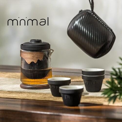 Travel Tea Set Ceramic Portable Teaware Sets With Carring Cases Teapot with Small Glass Filter Flower Teawares