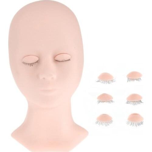 Training Mannequin Head False Eyelash Extension Practice Silicone Head Model Training False Eyelashe Grafted Replacement Eyelids