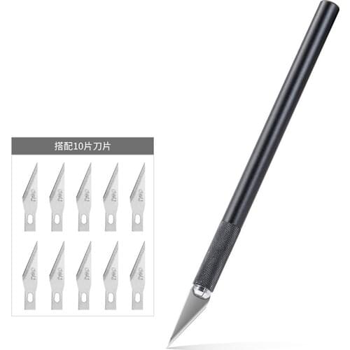 Deli 2102 Lightweight Aluminum Alloy Engraving Pen Knife with 10pcs Spare Blades,Model Making Tools