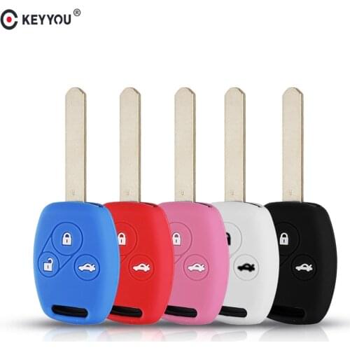 KEYYOU Silicone Car Key Cover Case For Honda Accord CR-V CRV Civic Pilot Fit Freed StepWGN Remote Car Key Holder Car-stying