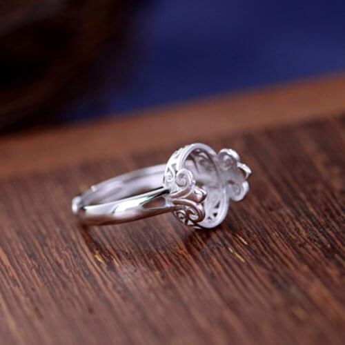 Ring Blank (9x12mm Oval Blank) Adjustable Sterling Silver Ring Base Long-Lasting White Gold Plated 925 Silver Ring Setting R763B