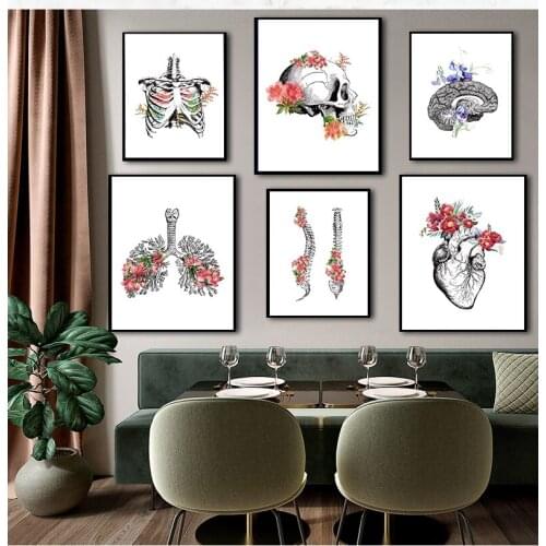 Colorful Anatomy Brain Heart Kidney Tooth Wall Art Canvas Painting Nordic Posters And Prints Wall Pictures Doctors Office Decor