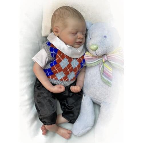14" Reborn Dolls Closed Eyes For Collection Fine Painting Not Factory Baby Toy Gifts