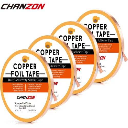 Copper Foil Tape 20 Meters 6mm Double Sided Conductive Adhesive for Crafts Electric EMI Shielding Guitars Slug Snail Deterrent