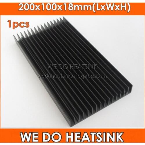 WE DO HEATSINK 1pcs 200x100x18mm Large Black Anodized Aluminum LED Heatsink Cooler Cooling