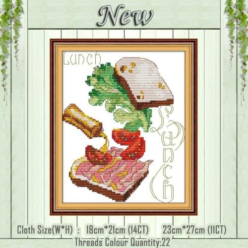 Lunch food Sandwich cartoon decor painting counted print on the canvas DMC 11CT 14CT kit Cross Stitch embroidery needlework Sets