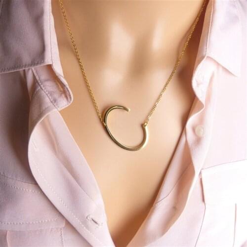 Stainless Steel A-Z Letter Necklace Large Letter Initial Necklace Gold Layering Necklace Collier Bath 019