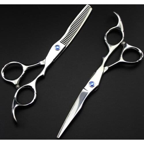 Professional 6 inch Japan 440C steel 9cr13 cutting barber thinning hair scissors set hairdressing scissors shears Free shipping