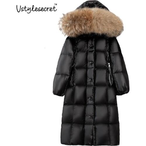 Пуховик женский With Faux Fur Collar Winter Warm Windproof Solid Down Menteaux Femme Thicked Long Coat For Women 2021 U10862