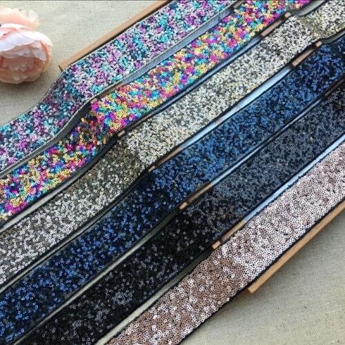 Wide 4CM sequins lace handmade clothing mesh lace DIY dress belt material 3yards/lot