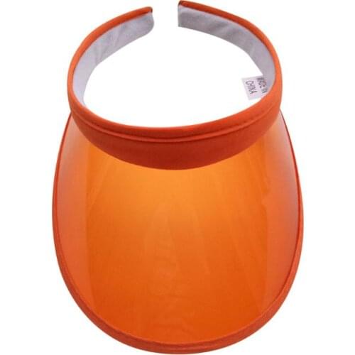 Unisex Summer Sweet Candy Color UV Protection Open Top Sun Visor Hat Transparent PVC Plastic Wide Brim Clip-On Sport Beach Cap