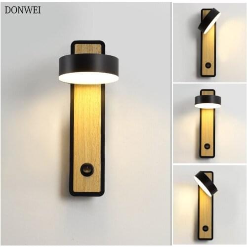 Nordic 5W LED Wall lamp with switch White Black Adjustable Indoor Wall light for Bedroom living room Aisle Study Reading Lamp