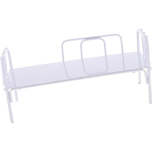 Special Design White Single Metal Dormitory Bed For 1/12 Scale Dollhouse