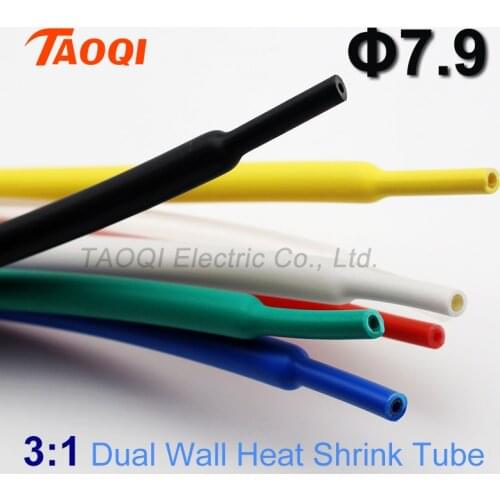 1Meter 7.9mm Heat Shrink Tubing Adhesive with Glue Lined 3:1 Shrinkage Dual Wall Shrink Tube Wrap Wire Cable