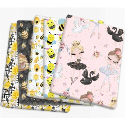 50*145cm Bee Fabric for Tissue Kids Home Textile Patchwork Cloth DIY Sewing Quilting Tissue Curtain,c15683