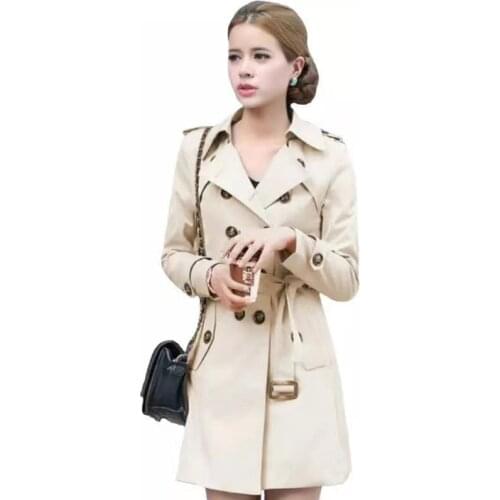 Elegant Trench Coats Women Double Breasted Belt Slim Fit Windbreaker Long Autumn Winter Turn Down Collar Casaco Overcoat Femmino