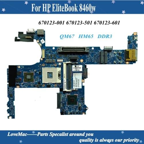 High quality 670123-001 for HP EliteBook 8460P 8460W Laptop motherboard 6050A2398501-MB-A02 HM65 QM67 DDR3 100% tested