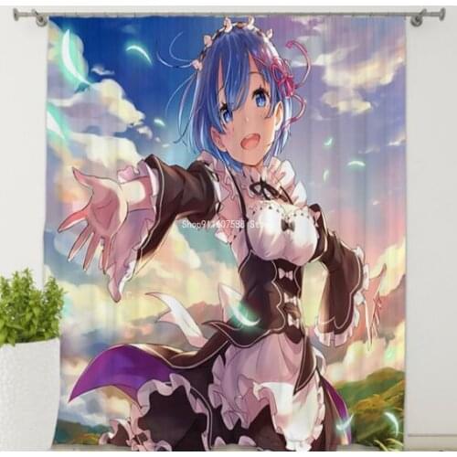 Anime Re:ZERO Starting Life In Another World Shower Curtains Waterproof with Hooks Bathroom for Girls Boys Gifts Decor Bathroom