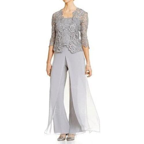 Vestido novia Knee Length Lace Plus Size Wedding Evening Gowns 2018 Elegant Mint Green Mother of the Bride Dresses with Jacket