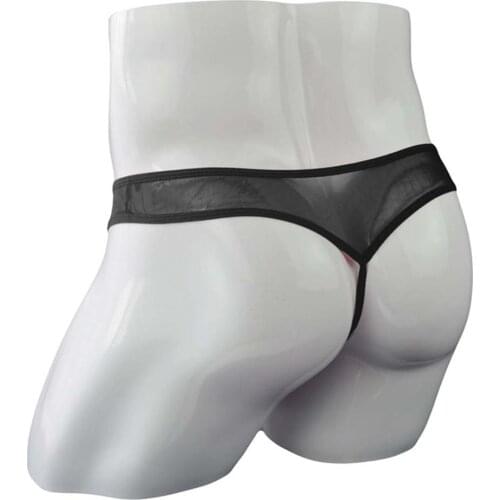 Sexy Transparent Panties Men Mesh Breathable Solid Underwear See Through Thong T-String Low Waist Jockstrap Male Sheer Lingerie