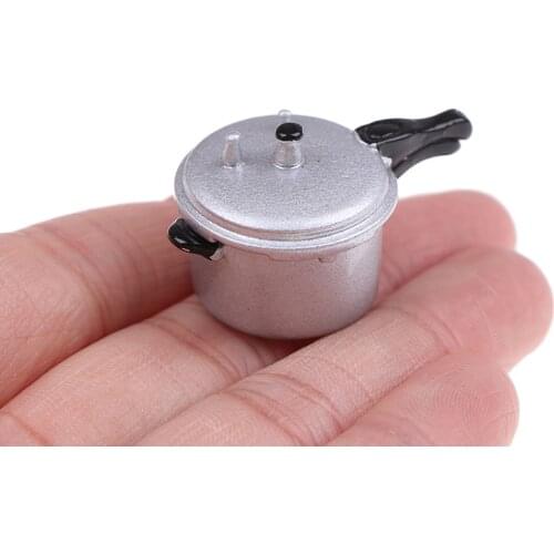 1Pc Simulation 1:12 Scale Dollhouse Miniature Kitchen Cooking Utensil Pressure Cooker Autoclave Toy Kitchen Tools
