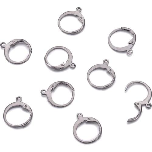 100pcs 304 Stainless Steel Earring Hooks Earring Settings Base for Jewelry Making DIY Earring Findings 14.5x12x2mm Hole: 1mm