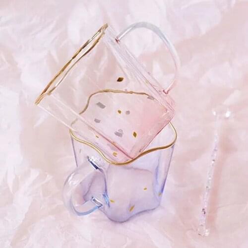 2021 Phnom Penh Crystal Glass Nordic Gradient Kawaii Snack Cup Girl Gift Coffee Strawberry Milk Cup 450ML kawaii mug coffee mug