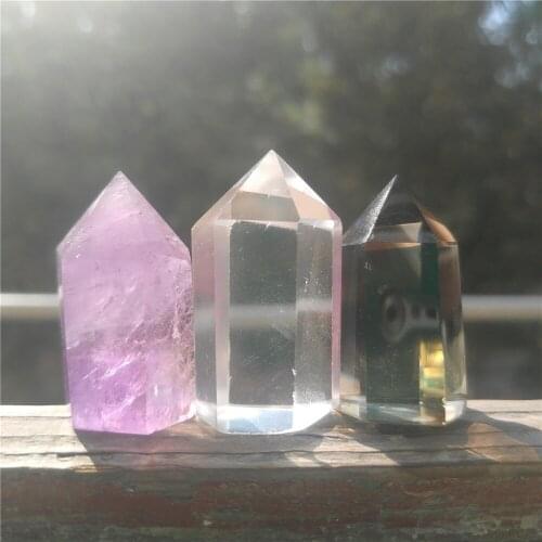 3PCS Crystal Quartz Wand Citrine Crystal Point Amethyst Crystal Quartz Point Collection Chakra Healing Decoration Quartz Point