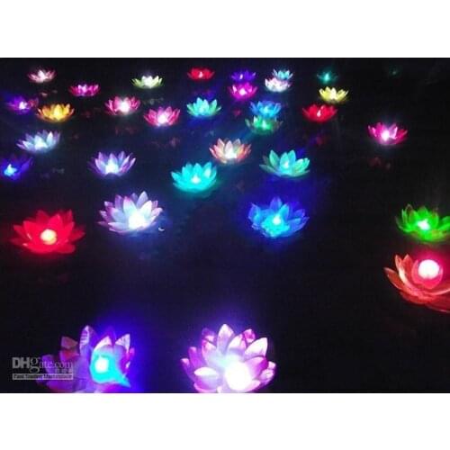 30Pcs/lot Diameter 19cm Floating LED Lotus Lamp in Colorful Changed Water Pool Wishing Lights for Party Decoration Supplies