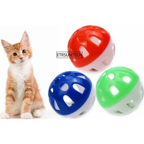 300Pcs Coloured Pet Punny Dog Plastic Bell Cat Toy Decoration Random Color Pet Cat Ball Bell Toy