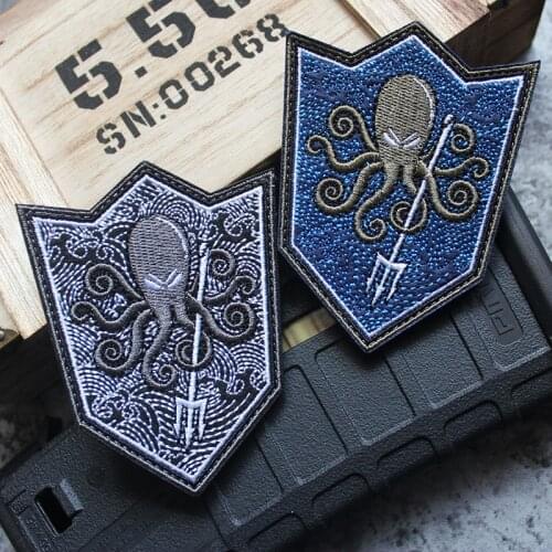3D Embroidery Magic Stickers Chapter Armband Trident Octopus Underwater World Expedition Tactical Backpack Personality Velcro