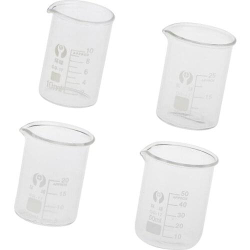 4pcs Borosilicate Glass Graduated Laboratory Beakers Low Form with Scale