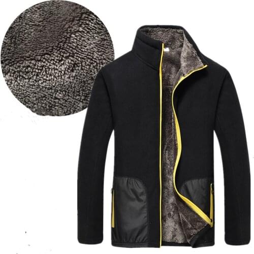 Plus Velvet Warm Mens Cardigan Fleece Jacket Male Outdoor Hiking Riding Fishing Climbing Windproof Thick Thermal Coat Sport Tops