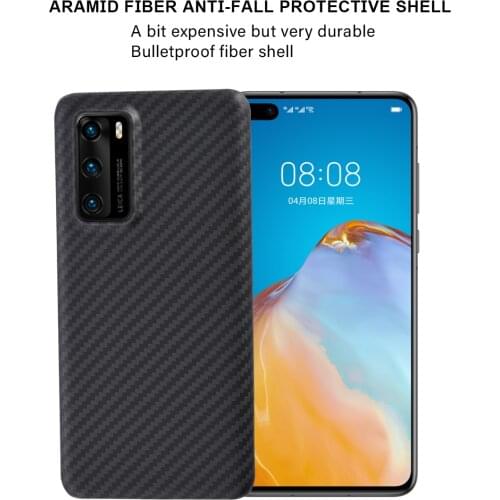 Real Carbon Fiber Phone Case For HuaweiP40 ProMate20 Anti-Fall Hard Business Cover Aramid Fibre Back Shell Luxurious