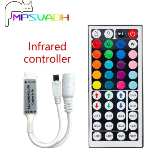 RGB Infrared Controller Mini DC 12V 44 Key For Computer TV Bedroom Background Decoration RGB LED Strip Lights Decoration