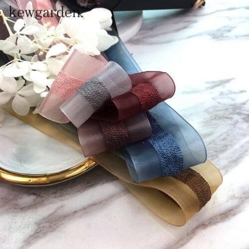 Kewgarden 25 40mm 1" 1.5" Cotton Sandwich Voile Ribbon Handmade Tape DIY Hairbow Brooch Earring Accessories Satin Riband 5Meters