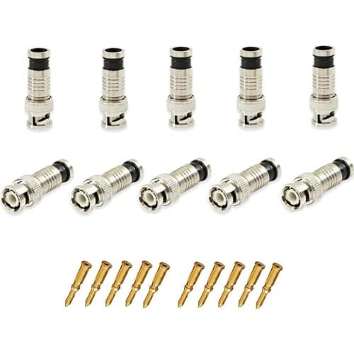 10PCS/lot security system BNC Connector Compression Connector Jack for Coaxial RG59 Cable CCTV Camera Accessories