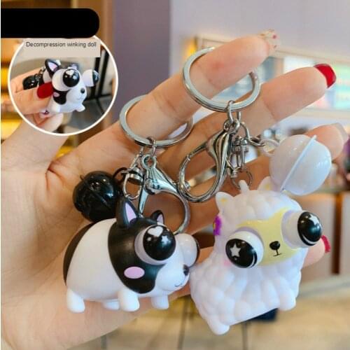Creative Decompression Eye Popping Doll Key Chain Cartoon Cute Wind Blow Eye Can Vent Car Key Chain Bag Pendant