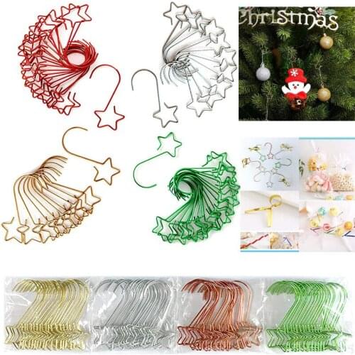 Christmas Wreath Hooks For Christmas Tree Hanging Pendant Ornament Metal Star Decorations Hook Xmas Home Decor 20Pcs/Lot