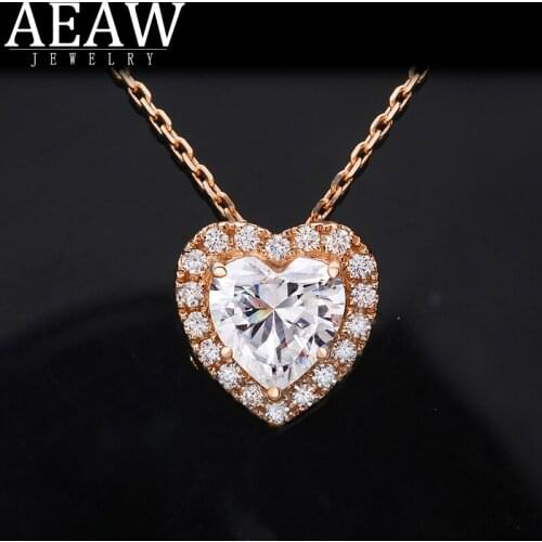DF Color Heart Brilliant Cut Sparking 2.0Carat 8.0mm Moissanite Pendant Love Pendant Necklace for Women Real 18k Yellow Gold
