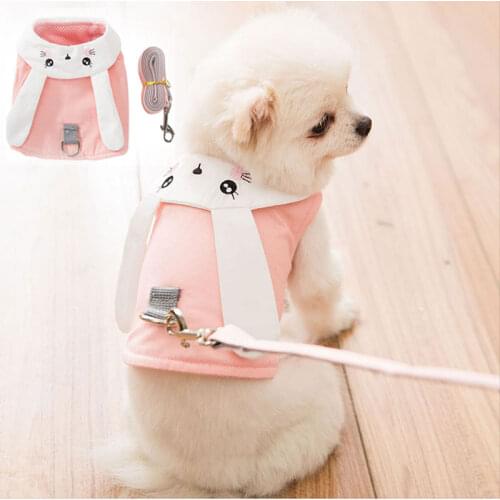 Cute Pet Vest Harness Outdoor Pet Chest Strap Breathable Dog Accessories for Small Dogs Rabbit Pattern Dog Supplies Dropshipping