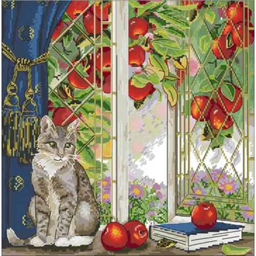 Early autumn-cat patterns counted 11CT 14CT 18CT Cross Stitch Set DIY Cross-stitch Kits Embroidery Needlework Home Decor