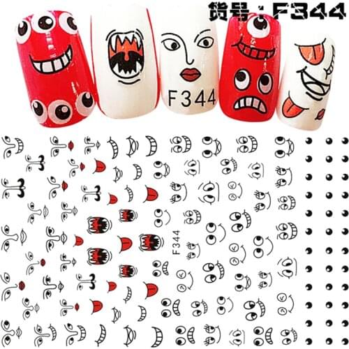 5 sheets mixed design ADhesive decals Nail Art decorations Stickers acrylic nail accessories beauty tools F341-345