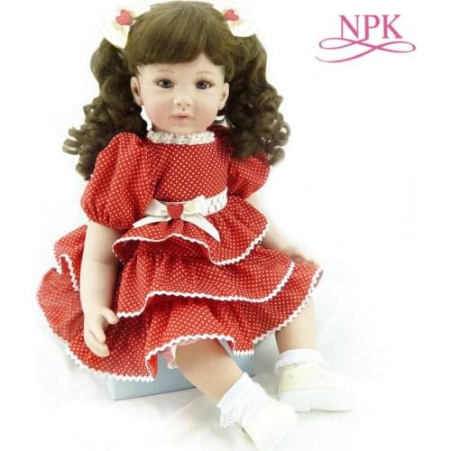 NPK 60CM Soft Silicone cloth body Lifelike Bebe doll Reborn Boneca Reborn toddlerbaby girl doll