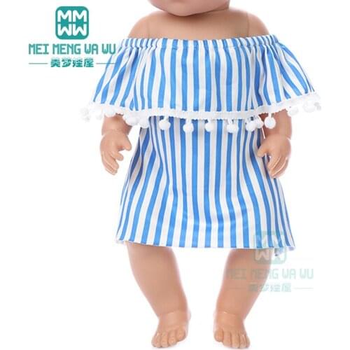 Doll Clothes Striped off-shoulder dress for 43 cm toy new born doll baby 18 Inch American doll Our Generation